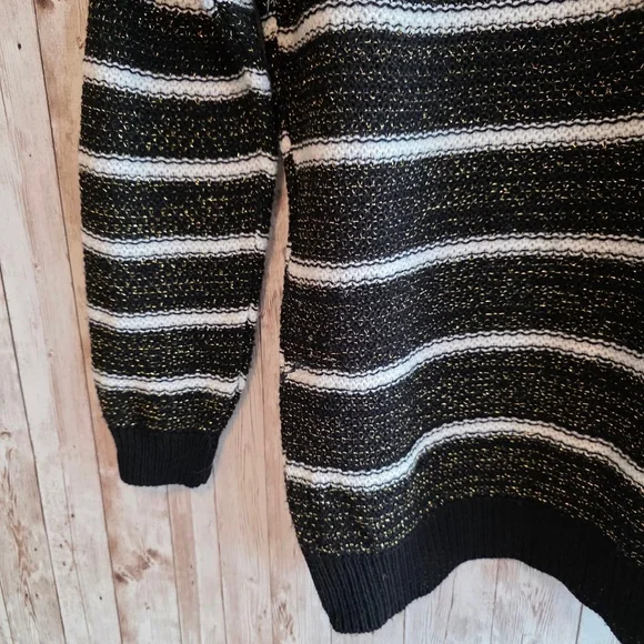 Women's Unbranded Black Gold Striped Crew Neck Sweater S - Picture 4 of 7